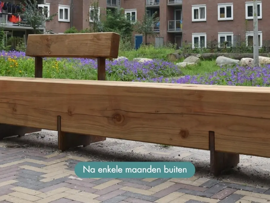 Verduurzaamd Douglashout na enkele maanden buiten