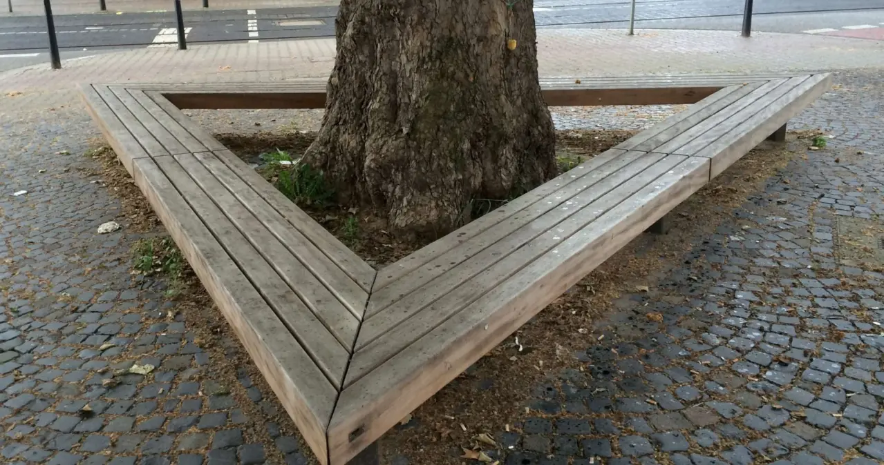 Plane Dreieck Bank Baumbank Bank um Baum Mannheim Grijsen Stadtmobiliar