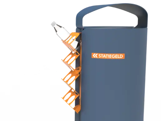 Statiegeldbeugel / Doneerring voor plastic statiegeldflesjes aan afvalbakken - Productrender 3