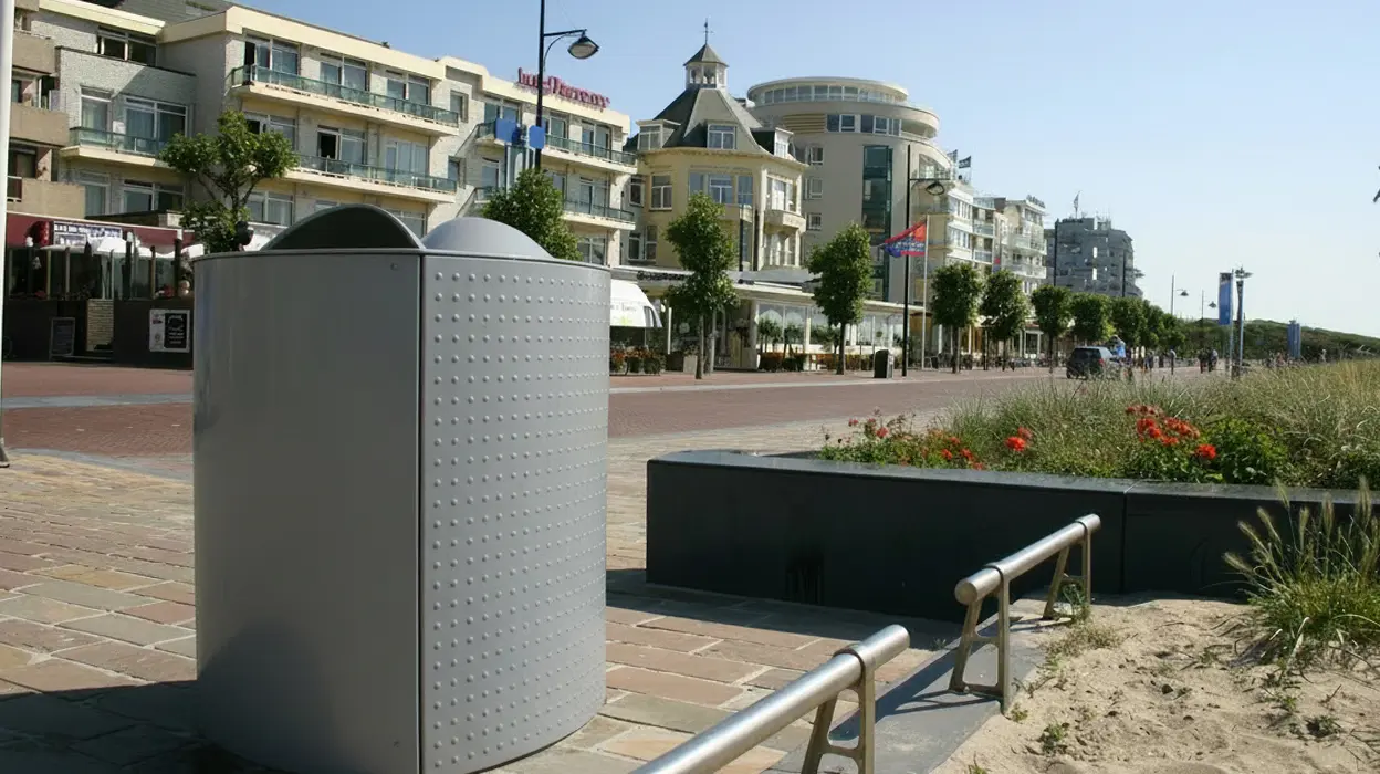 Afvalbak straatmeubilair column 240liter staal noppen 7