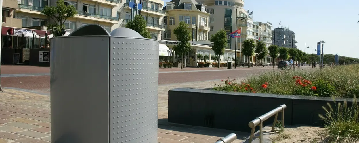 Afvalbak straatmeubilair column 240liter staal noppen 7
