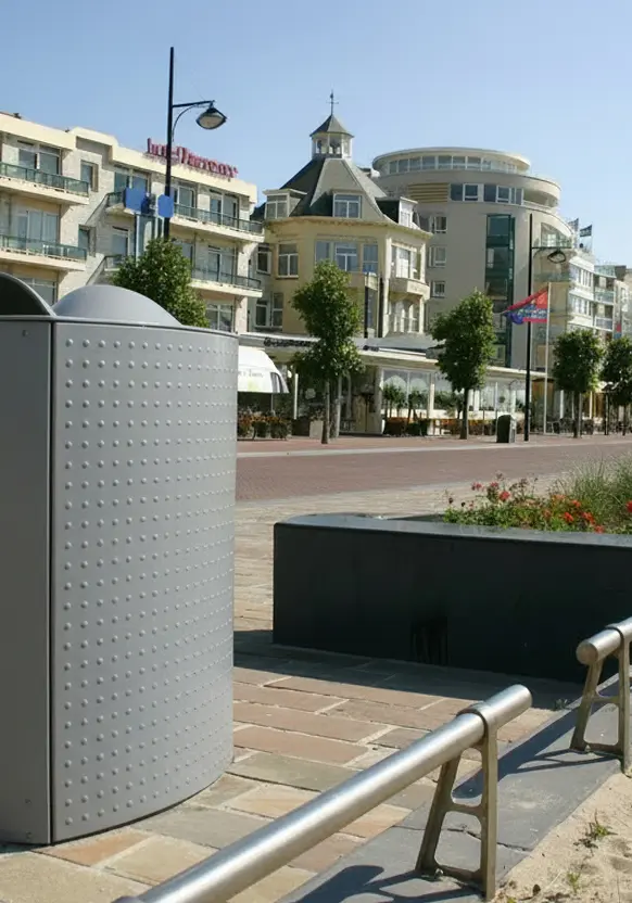 Afvalbak straatmeubilair column 240liter staal noppen 7