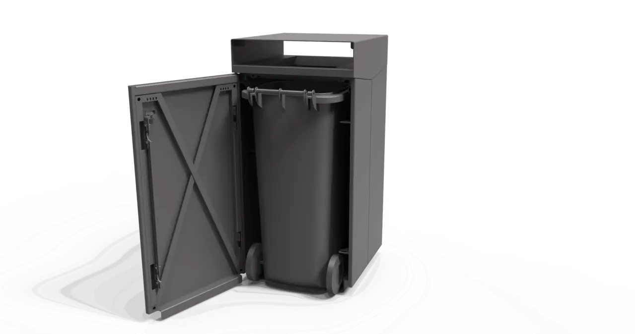 Afvalbak Quadrat 142 rolcontainer productrender