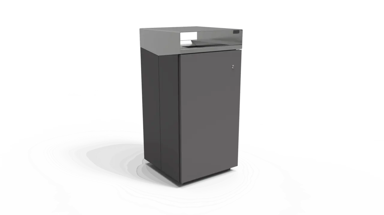 Afvalbak Quadrat 142 RVS316 kap productrender