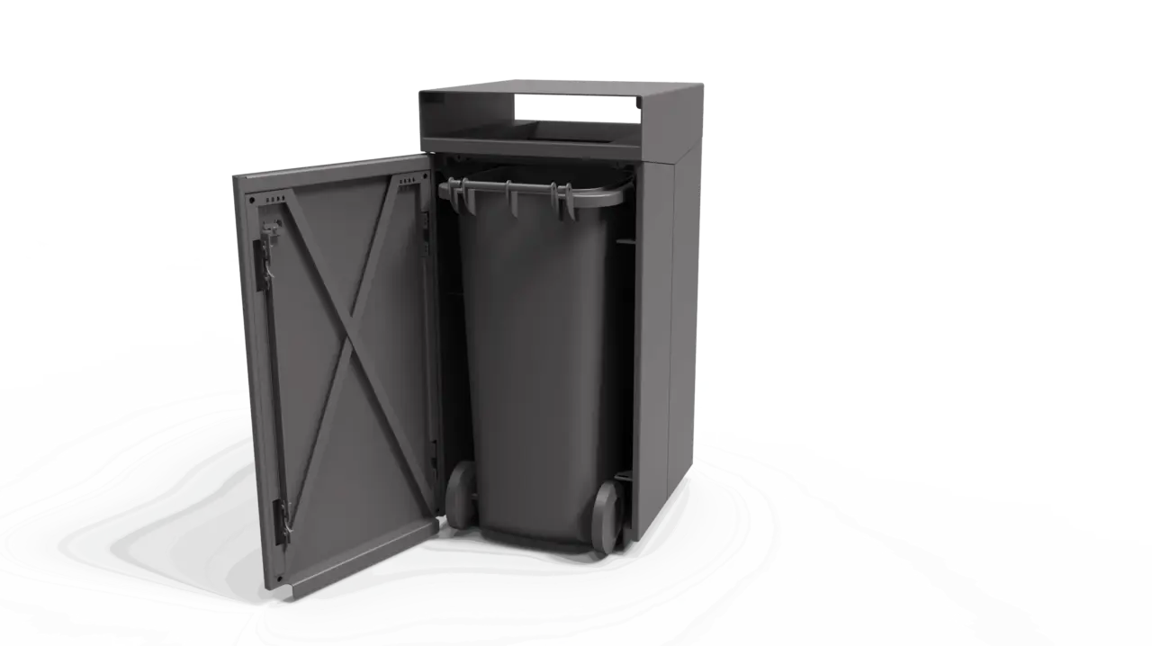 Afvalbak Quadrat 142 rolcontainer productrender