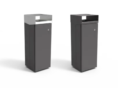 Afvalbak Quadrat 72 met asbak beide versies