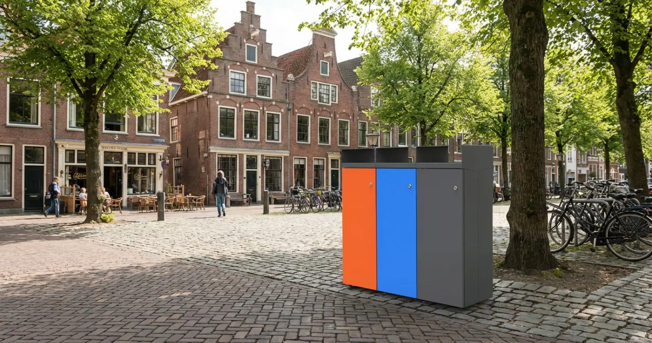 Afvalbak Quadrat 72 gekoppeld trio
