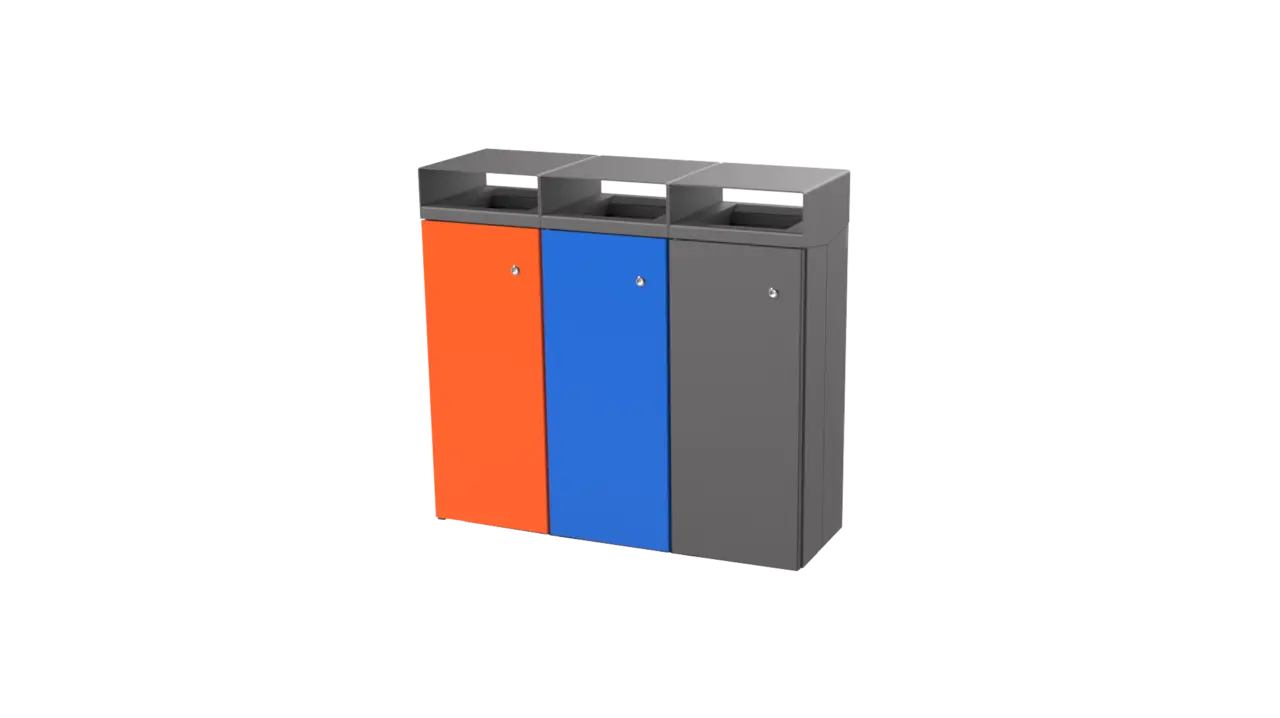 Afvalbak Quadrat 72 gekoppeld trio