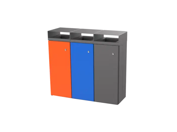 Afvalbak Quadrat 72 gekoppeld trio