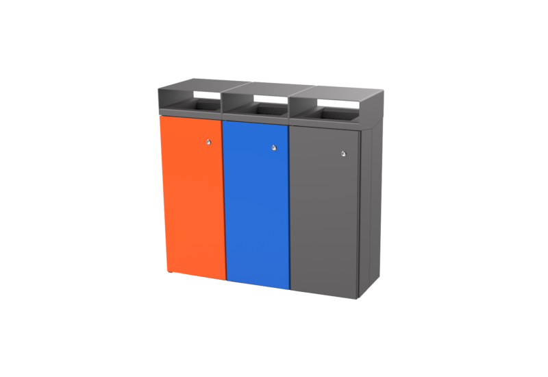 Afvalbak Quadrat 72 gekoppeld trio