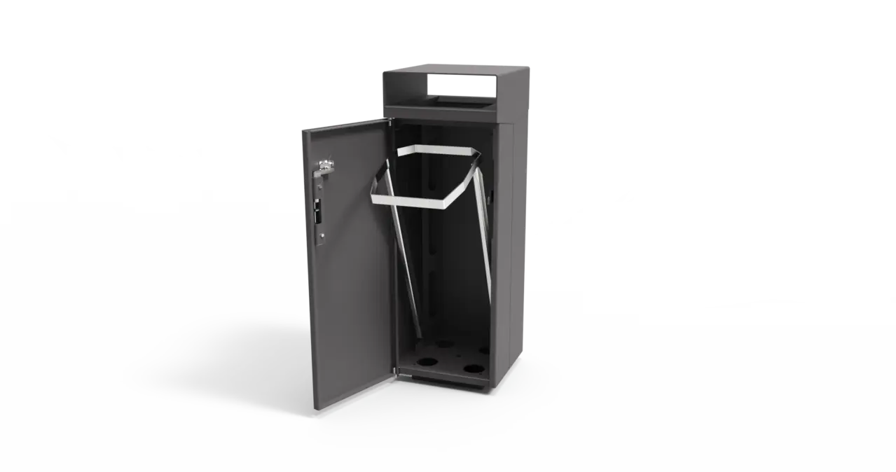 Afvalbak Quadrat 72 met plasticzakhouder