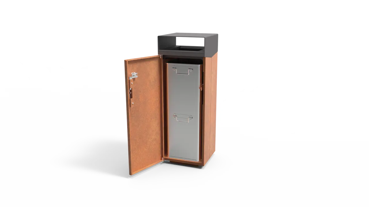 Afvalbak Quadrat Eco 72 met asbak en binnenbak