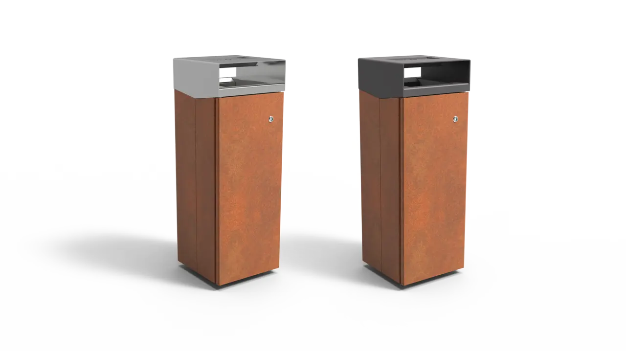 Afvalbak Quadrat Eco 72 met asbak beide versies