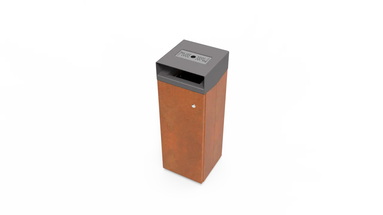 Afvalbak Quadrat Eco 72 met asbak kap in kleur bovenaanzicht