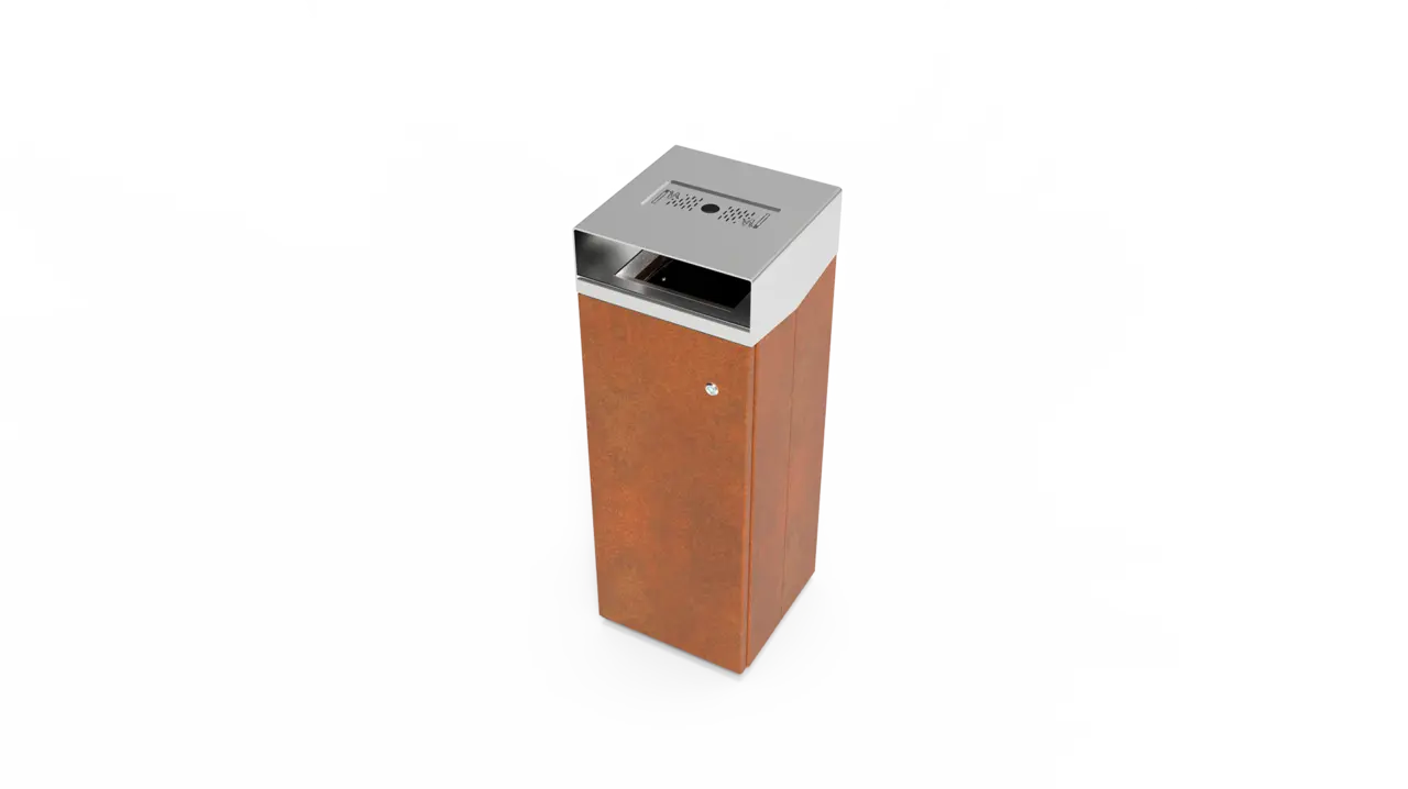 Afvalbak Quadrat Eco 72 met asbak kap RVS bovenaanzicht
