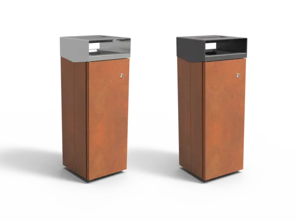 Afvalbak Quadrat Eco 72 met asbak beide versies