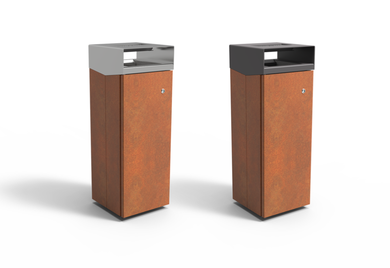 Afvalbak Quadrat Eco 72 met asbak beide versies