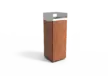 Afvalbak Quadrat Eco 72 corten RVS kap