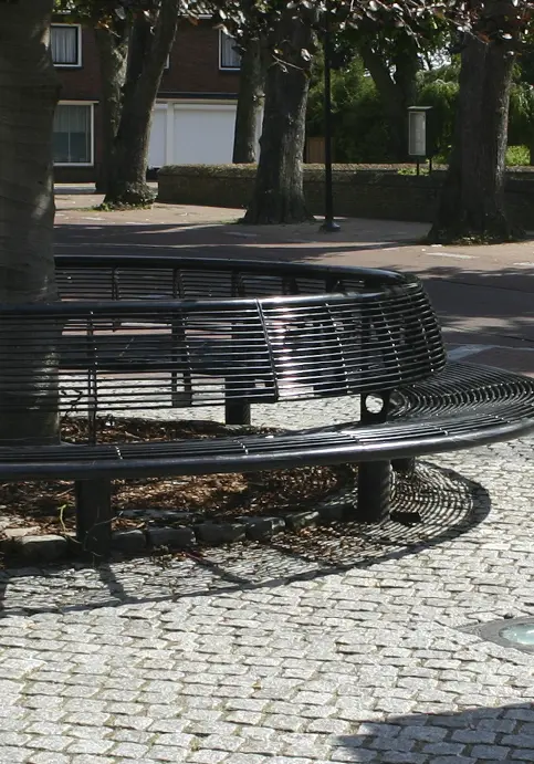 Wenters Baumbank Stahl mit Rückenlehne Grijsen Stadtmobiliar
