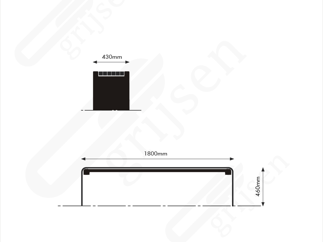Zeichnung Bend Einzelsitz (schmale Leisten) Parkbänke Grijsen