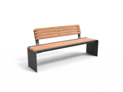 Buitenbank Bend enkelzits met rugleuning latten productrender