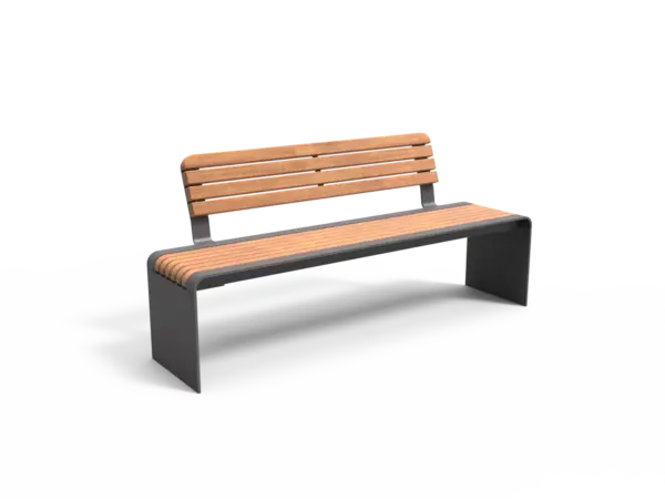 Product render Bend single seat with backrest slats Grijsen