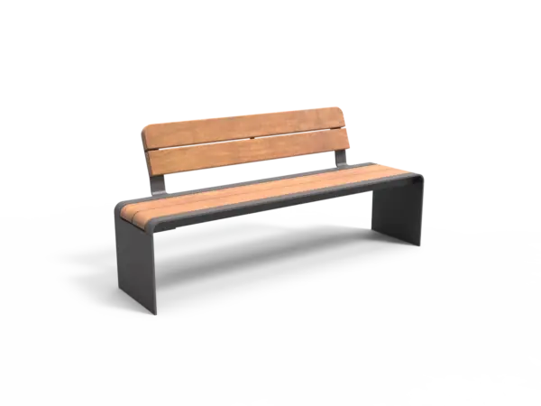 Rendering Bend Einzelsitz mit Rückenlehne (breite Lattung) Parkbänke Grijsen