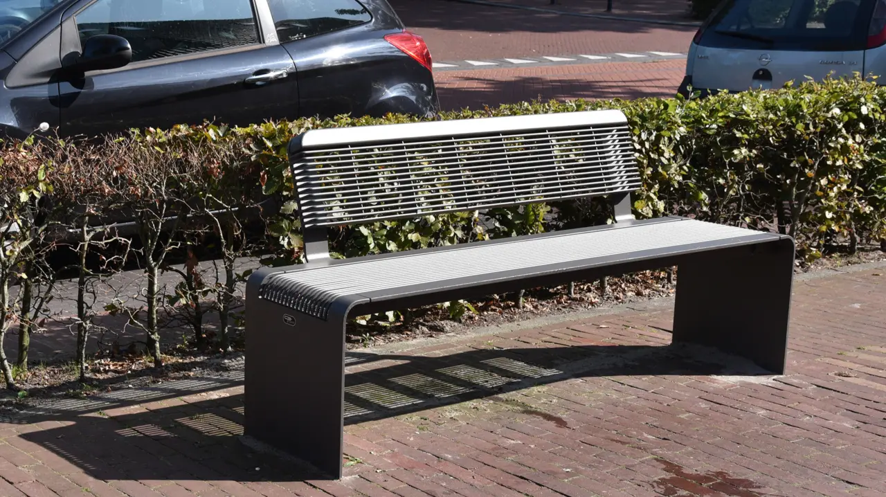 Buitenbank Bend enkelzits met rugleuning staal