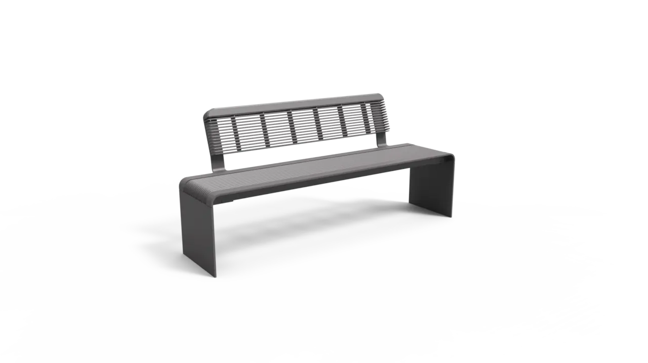 Product render Bend single seat with backrest steel Grijsen