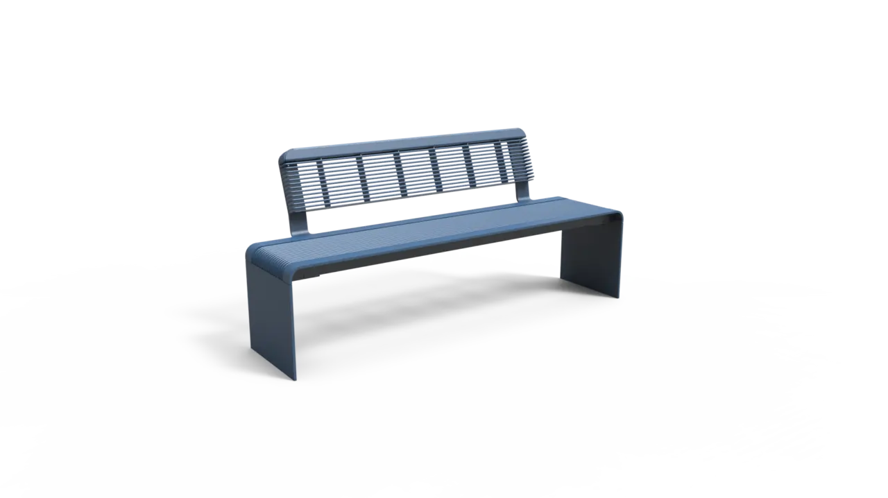 Buitenbank Bend enkelzits met rugleuning staal productrender