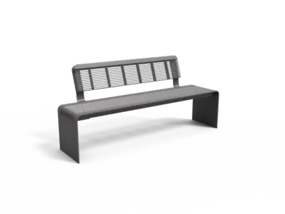 Buitenbank Bend enkelzits met rugleuning staal productrender
