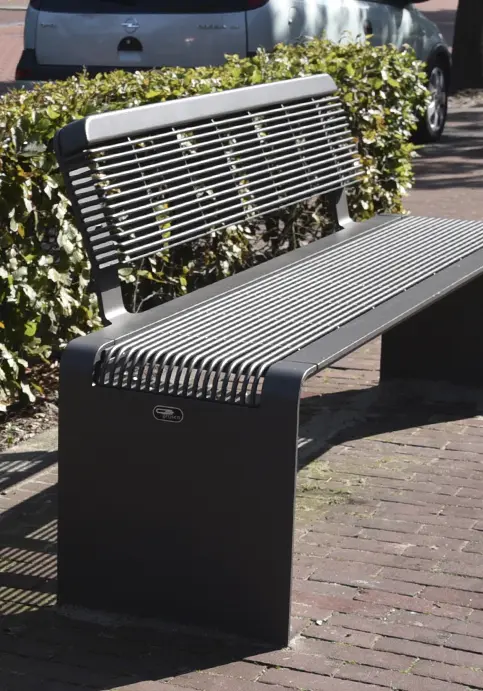 Buitenbank Bend enkelzits met rugleuning staal