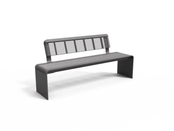 Rendering Bend Einzelsitz mit Rückenlehne (Stahl) Parkbänke Grijsen