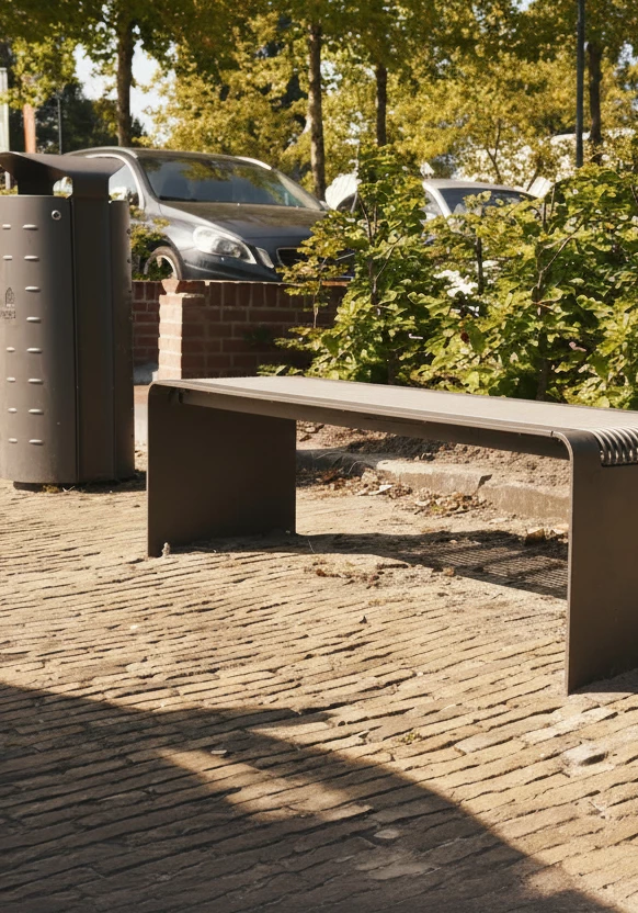Buitenbank Bend enkelzits staal voor de openbare ruimte