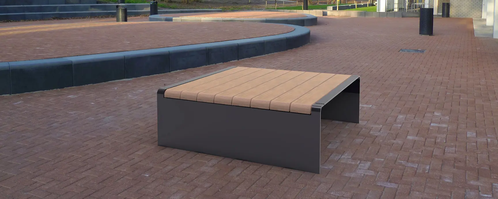 Buitenbank Bend poef planken