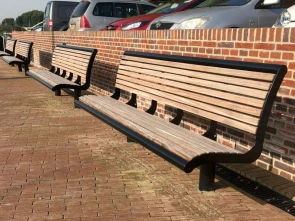 Buitenbank Cruzado enkelzits met rugleuning hout