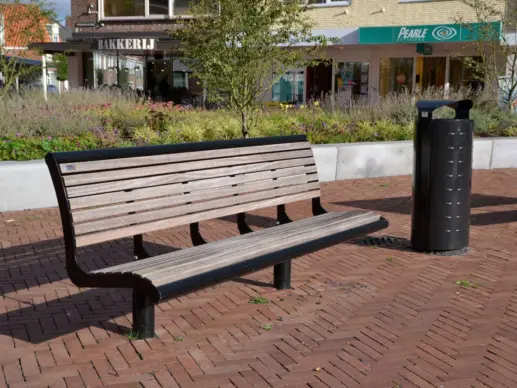 Buitenbank Cruzado enkelzits met rugleuning hout