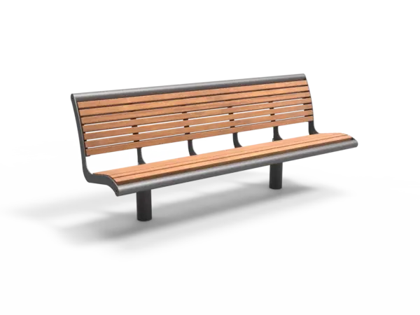 Rendering Cruzado Einzelsitz mit Rückenlehne (Holz) Parkbänke Grijsen