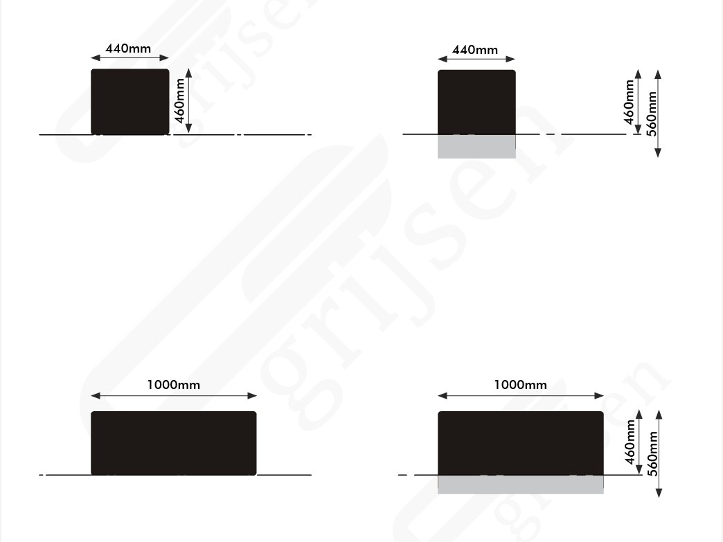Buitenbank Grid Element 1 maattekening