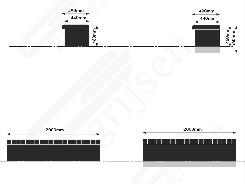Buitenbank Grid Element 5 maattekening