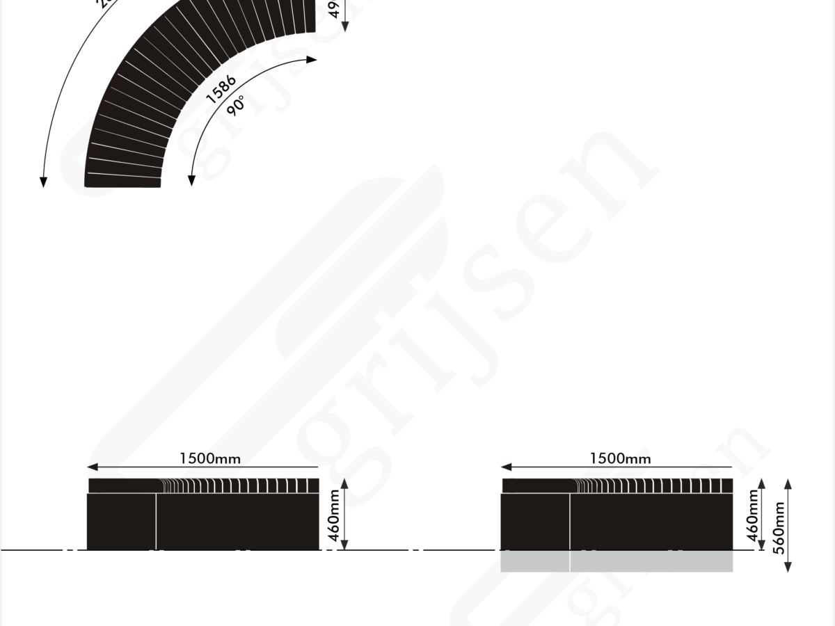 Buitenbank Grid Element 7 maattekening