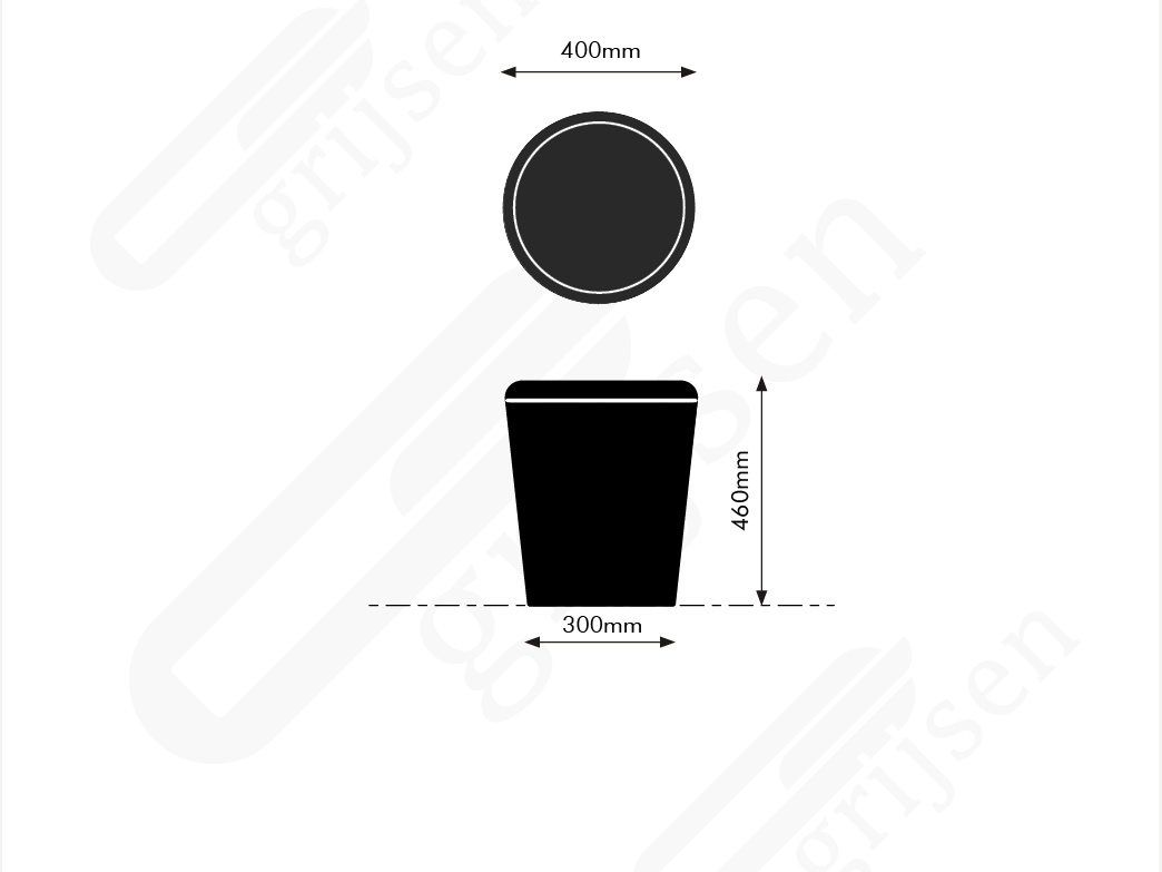 Buitenbank Grid poef 1 maattekening
