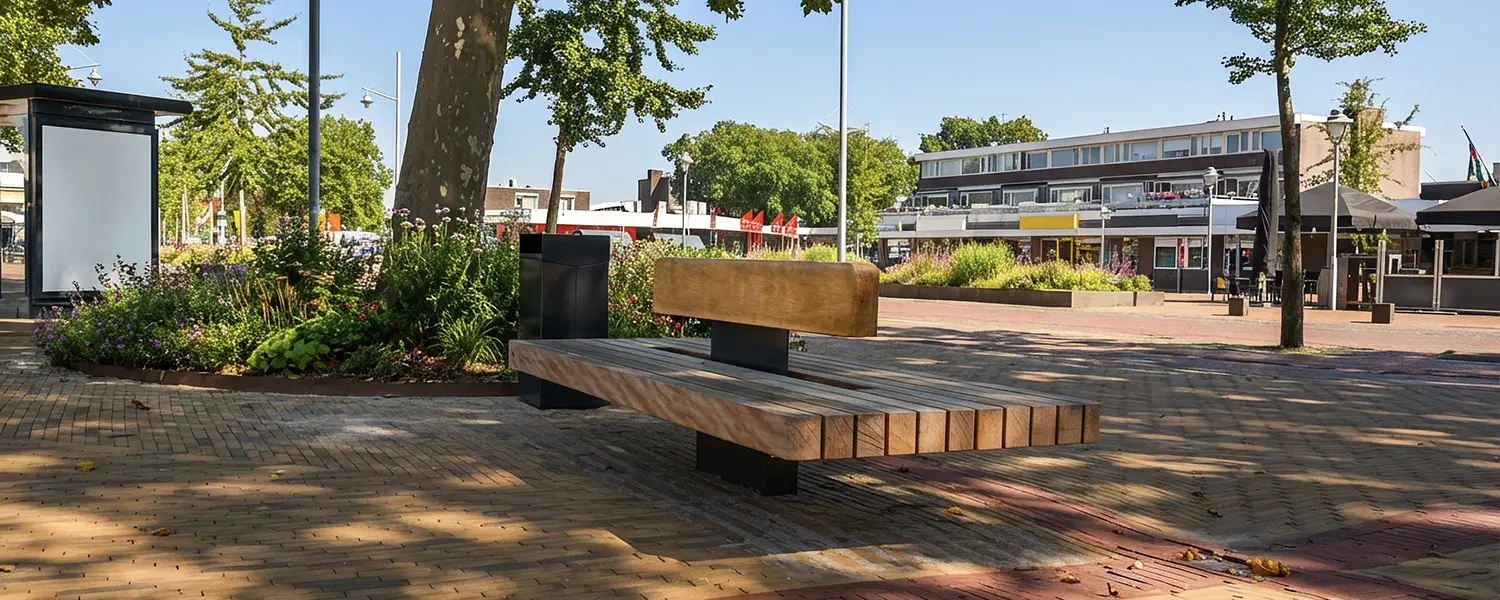 Plane II dubbelzits met rugleuning voor de openbare ruimte