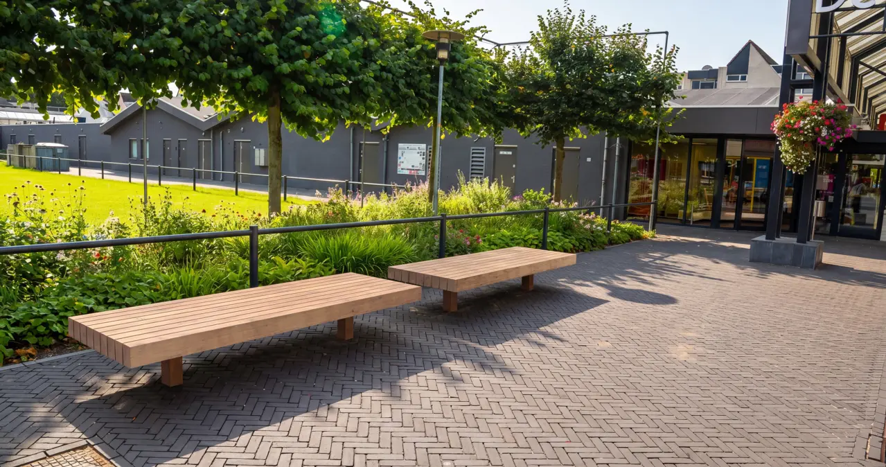 Plane ECO dubbelzits Buitenbanken Grijsen Park Straatdesign