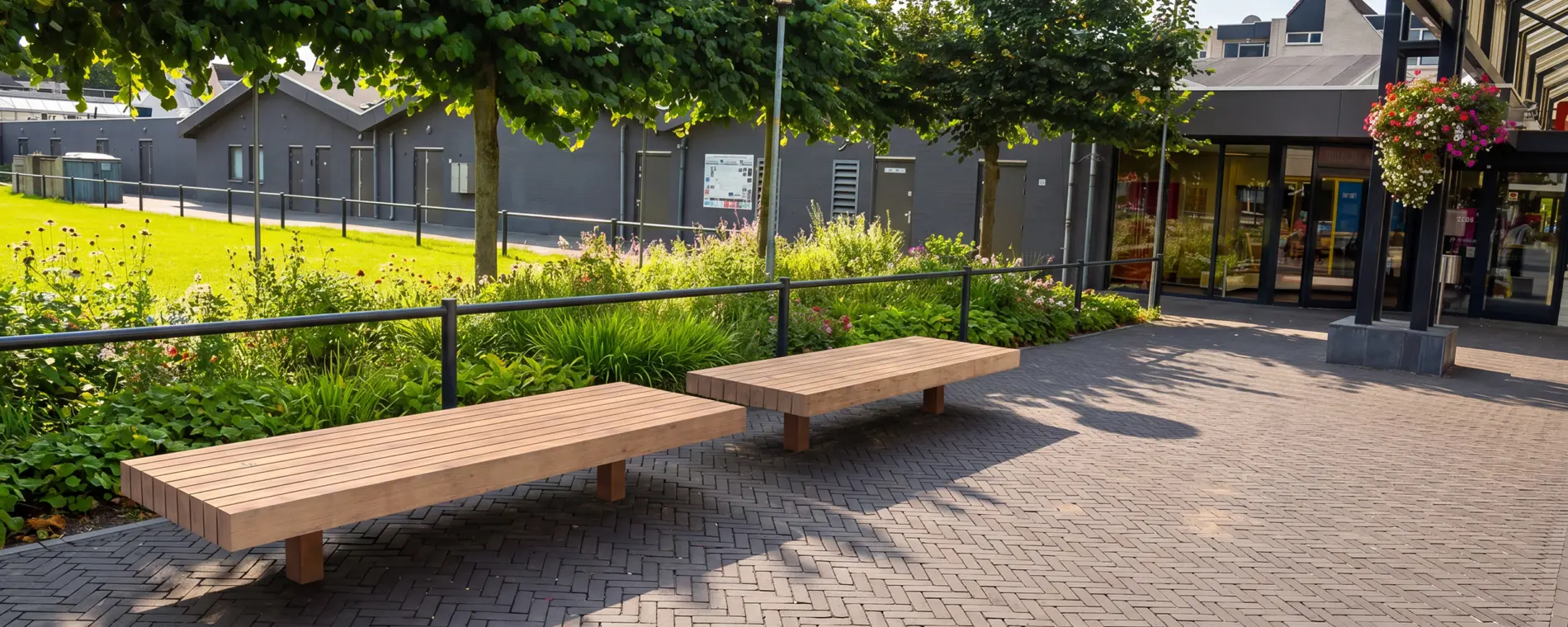 Plane ECO dubbelzits Buitenbanken Grijsen Park Straatdesign