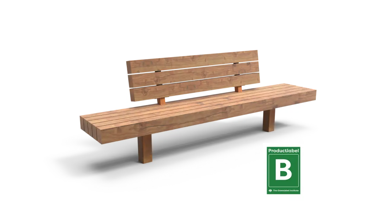 Buitenbank Plane enkelzits met rugleuning Comfort A en cortenstalen onderstel productrender