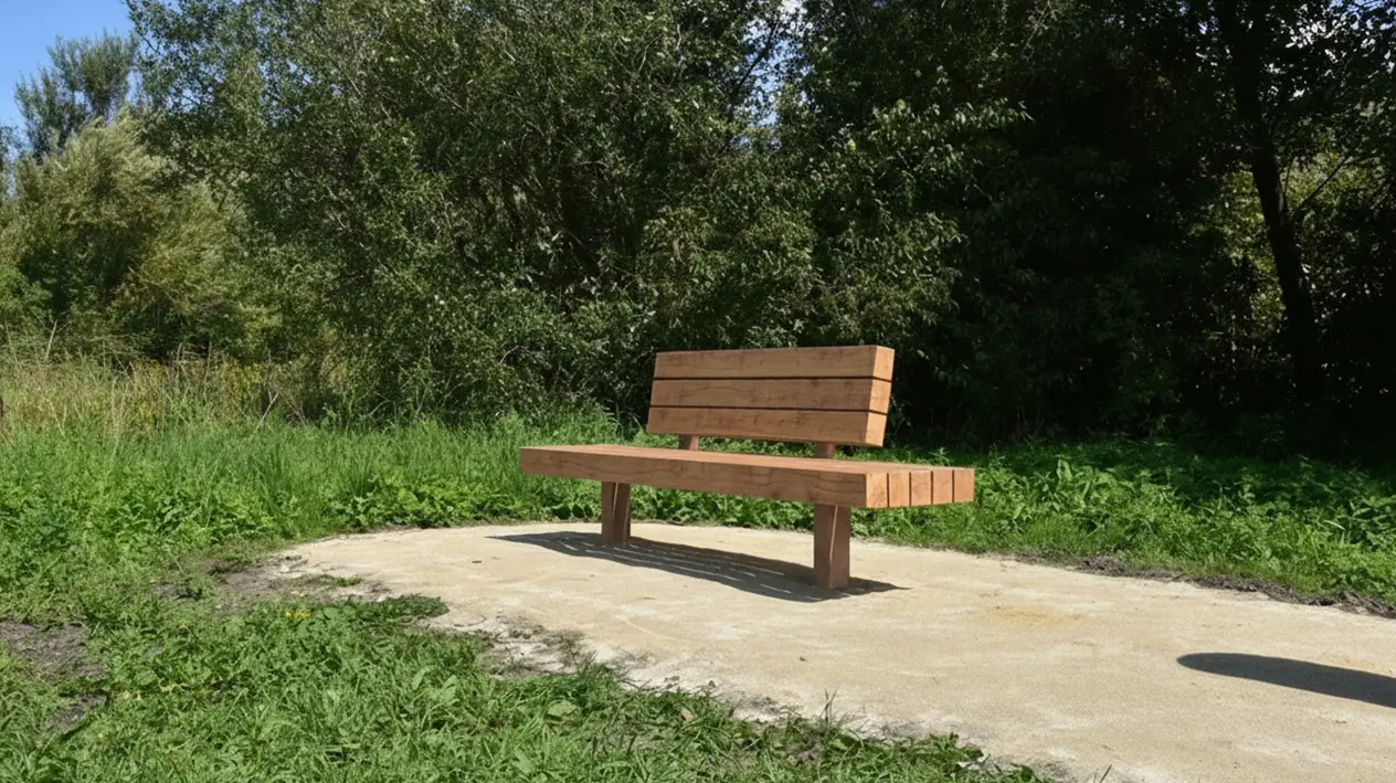 Buitenbank Plane enkelzits met rugleuning Comfort A en cortenstalen onderstel