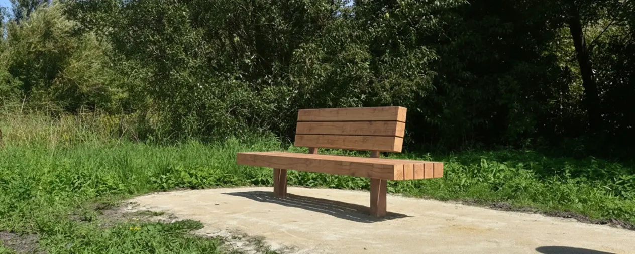 Buitenbank Plane enkelzits met rugleuning Comfort A en cortenstalen onderstel