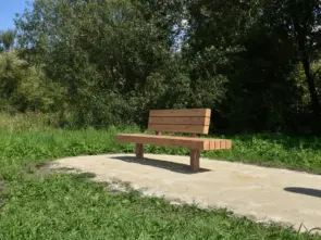 Buitenbank Plane enkelzits met rugleuning Comfort A en cortenstalen onderstel