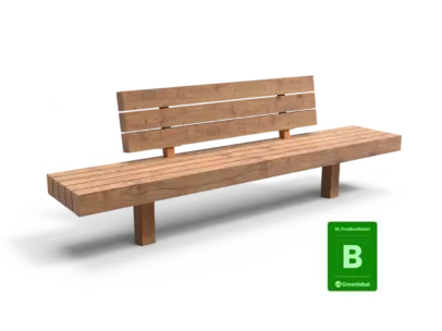 Buitenbank Plane enkelzits met rugleuning Comfort A en cortenstalen onderstel productrender